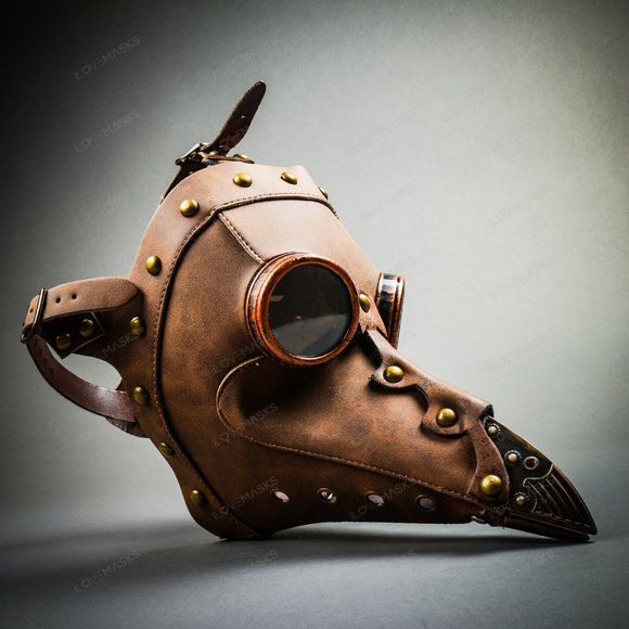 Plague Doctor Long Nose Mask Steampunk - Brown - Picture 4 of 8